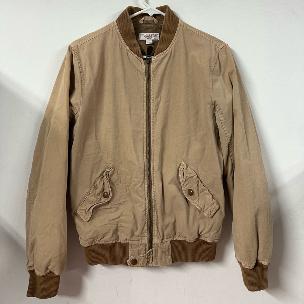 Wallace & Barnes Jacket Mens XS Tan Full Zip J Crew Bomber Jacket